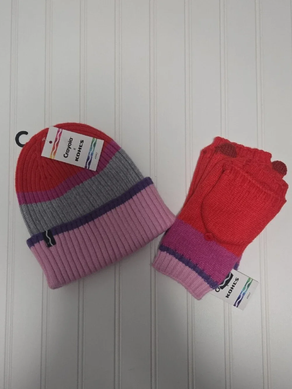 New Crayola Sets: Kid Socks in Size 7-8.5 & Adult Hat-Mittens